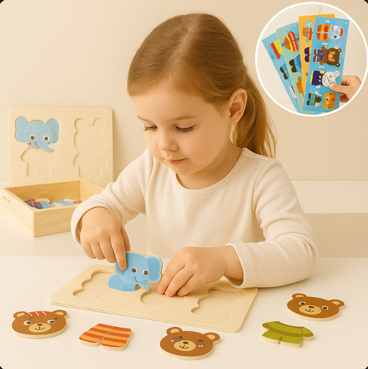 Wooden Bear Dress-Up Puzzle Set